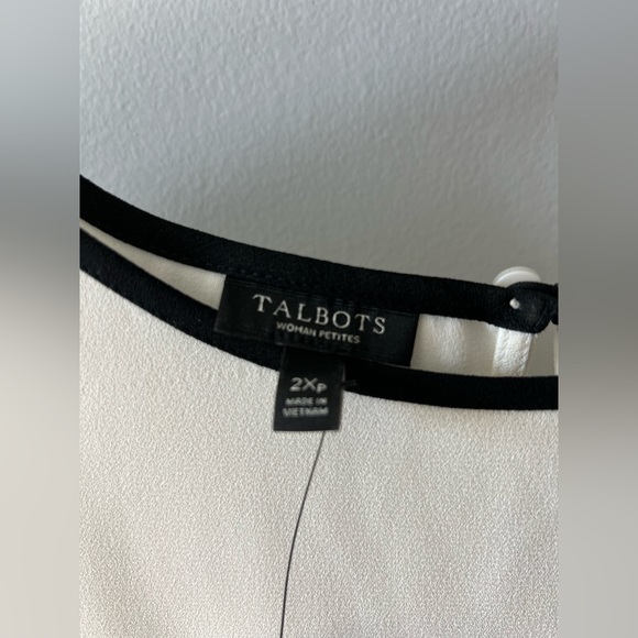 NWT Talbots Women’s White Blouse with Black Piping 2XP - Picture 6 of 10